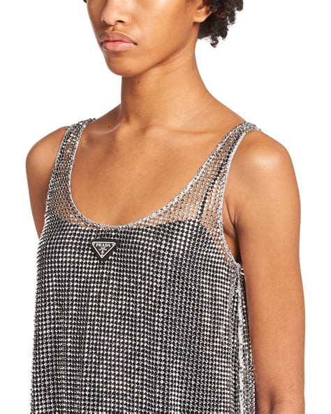 prada rhinestone dress|Prada Embroidered Rhinestone Mesh Dress .